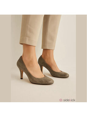 ISOLA Taupe Snake Print Embossed Leather Pumps 3" Heel Size 9